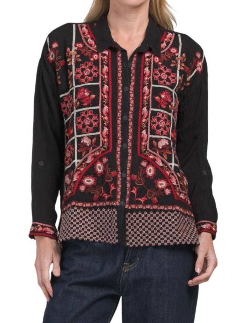 JOHNNY WAS Petite Slim Audrey Collared Shirt